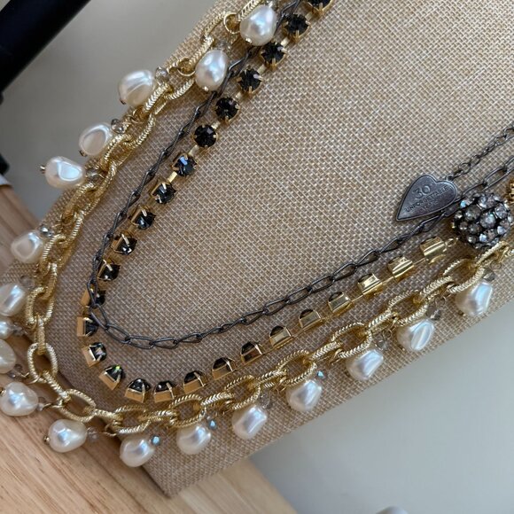 Chicos Maximal Necklace, Layered, Glam, Statement, Gold Tone & Faux Pearl, Bold - Picture 9 of 16
